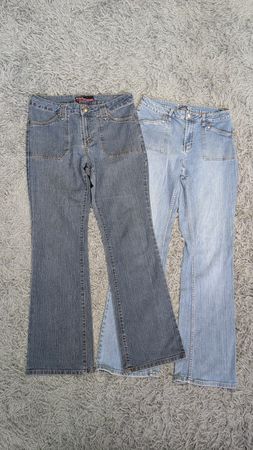 ***Y2K Embroidered Flare Jeans – Retro 2000s Denim Mix