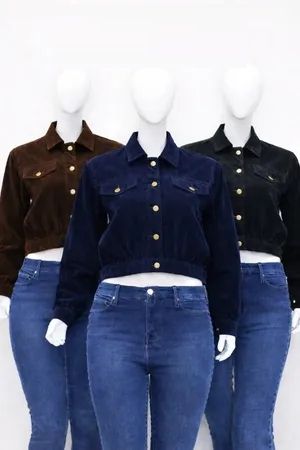 CR1223 Upcycled Cropped Cordoury Jacket