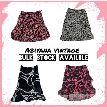 Y2K Mesh Ruffle Skirts Bundle - Floral, Abstract & Leopard Print Midi -AV-181