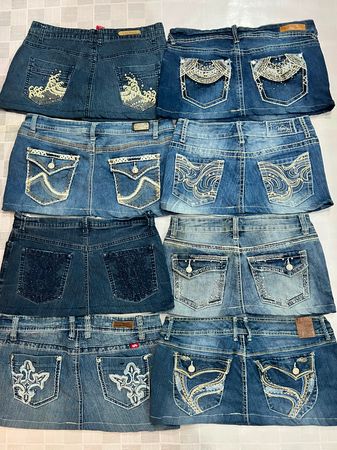 R579 Y2k Upcycled Embellished Mini Skirts