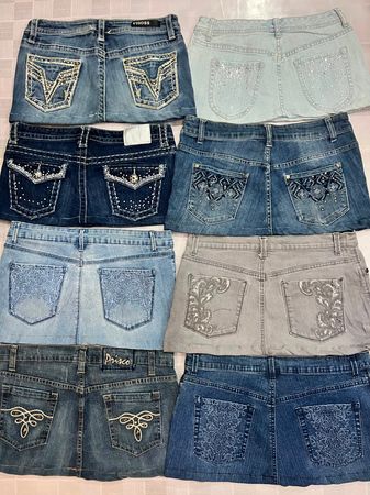 R702 Ladies Upcycled Embellished Mini Skirts