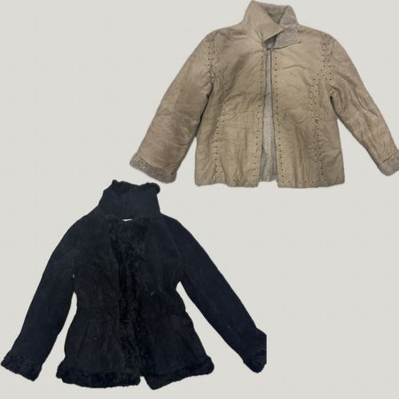 Jaqueta Vintage Y2K com Pele de Carneiro e Detalhe de Pelo (OFF-46)