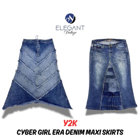 Y2K Cyber Girl Era Denim Maxi Skirts - EV0212