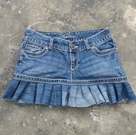 Upcycled Y2K Denim Pleated Mini Skirts