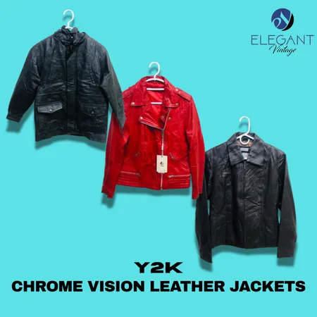 Y2K Chrome Vision Leather Jackets - EV1190