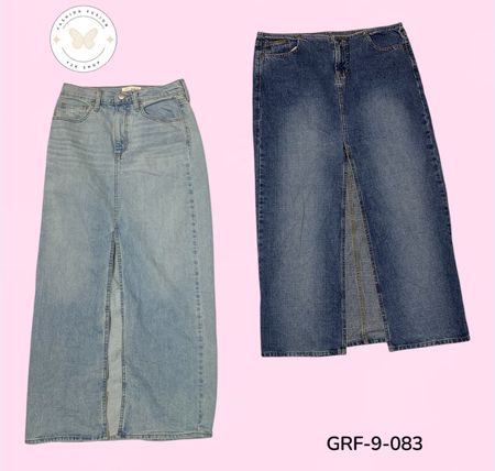 Y2K Denim long  Skirts | Vintage 2000s Women’s Denim Skirt Collection | Wholesale (GRF-9-083)