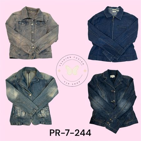 Veste en jean bleue pour femme – Veste en jean classique décontractée (PR-7-244)