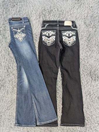 ***Y2K Wide Leg Embellished Jeans