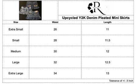 Upcycled Y2K Denim Pleated Mini Skirt