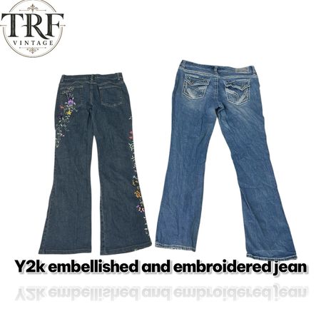 Y2k embroidered and embellish jean#132