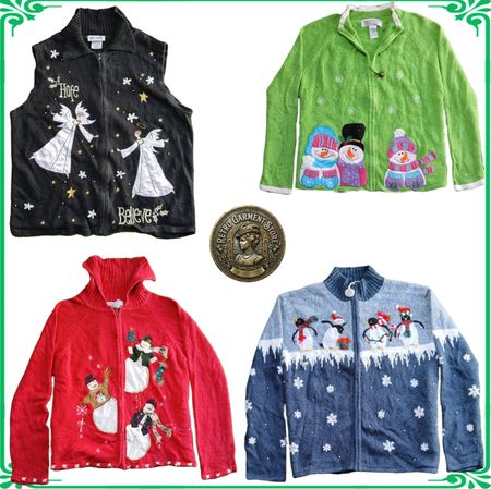 Vintage Heavy Knit Novelty Jumper Sweater Ugly Christmas Cardigans Lot A93