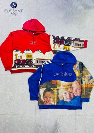 Upcycled Adidas & Mix Branded Tapestry Hoodies - EVR0688
