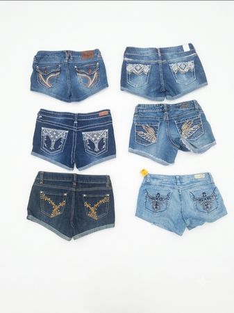 Y2K Trashy Western Denim Mini Shorts Bundle Cyber Grunge Embellished Pockets
(S-31)
