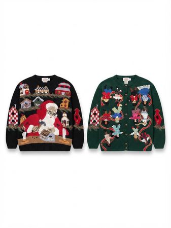 (FV-2483)     Suéteres Vintage de Natal | Suéteres Festivos Fair Isle & Novidade | Y2K