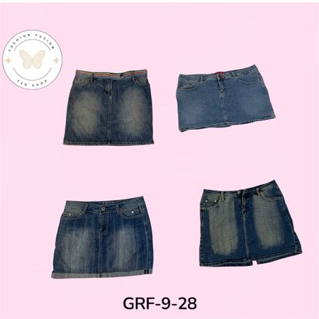 Saia Mini de Jeans Y2K | Saia de Jeans Feminina Vintage dos anos 2000 | Atacado (GRF-9-028)