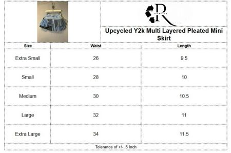Saia Mini de Denim Plissada em Camadas Múltiplas Y2K Reciclada
