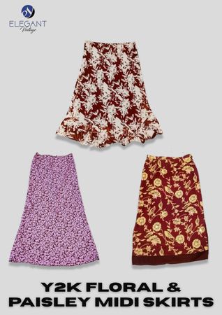 Y2K Floral & Paisley Midi Skirts - EV2358