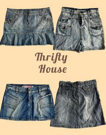 Y2K Utility Pocket Denim Mini Skirts(TH/566)
