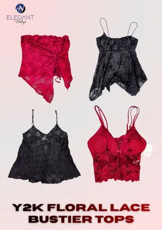 Y2K Floral Lace Bustier Tops - EV2332