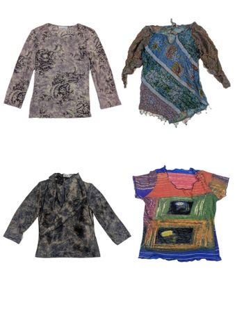 vintage-style abstract print long sleeve top. ( TR-1003)