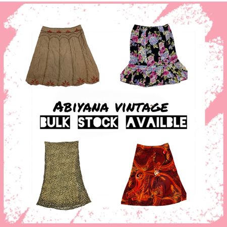 Y2K Midi Skirts Bundle - Beaded Gypsy, Floral Ruffle, Leopard Slip & Psychedelic Boho -AV-195