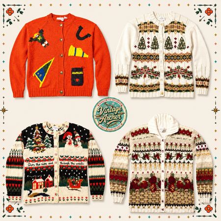 Vintage Heavy Knit Novelty Xmas Jumpers: 10pcs (CM1)