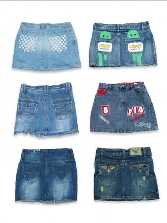 Vintage Y2K / Cyber Grunge Denim Mini Skirts Collection(VM-184)