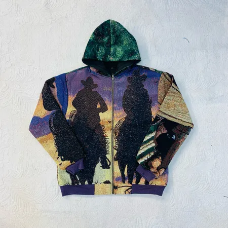 Upcycled Tapestry Jacket With Hoodies