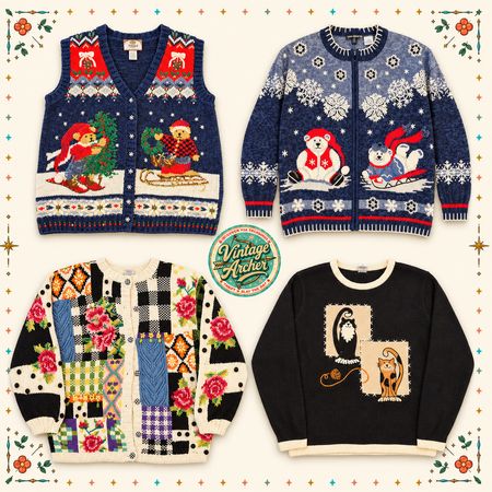 Suéteres Vintage de Natal e Cottagecore: 10 peças (S4)