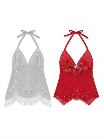 (FV-2511)     Vintage Style Embellished Corset & Lace Top Bundle – Y2K Fairycore, Romantic & Partywear