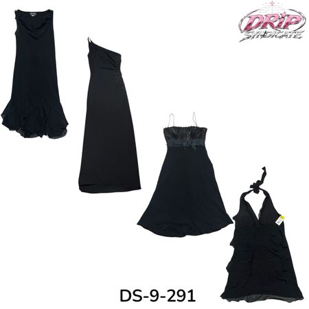 Y2K Poly Black Dress With Sleek Bodycon Fit (DS-9-291)