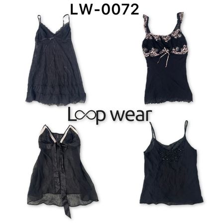 Y2K Whimsigoth Blusa de Alças com Renda Preta