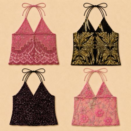 Y2k Upcycled Sparkle And Glam Backless Tops