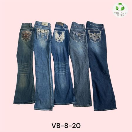 Pacchetto all'ingrosso di jeans ricamati moderni Y2K – 15 pezzi (VB-8-20)