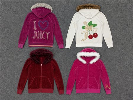 Juicy Couture Velour Fur Hooded Zip Hoodie | Women's | Original