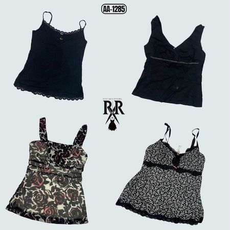 Y2K Black Gothic Cami Tops (AA-1285)