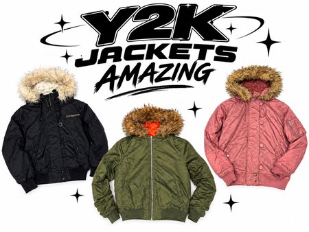 Y2K JACKETS Fur Hood Trim