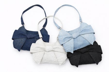 CR1987 Upcycled Denim Bow Shoulder Bag