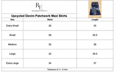 Upcycled Dneim Patchwork Maxi Skirt