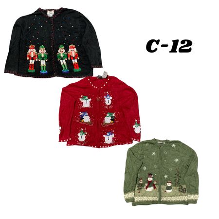 10pc Vintage Christmas Cardigan & Sweater Lot (Sizes S-XL) – Tiara, Quacker Factory, Studio C#12