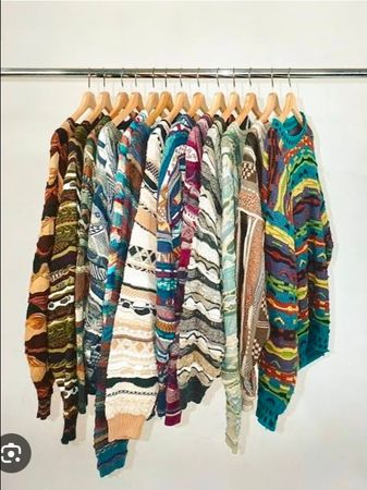 Vintage Patterned Knit  | Coogi Style 3d | Multicolor Retro Knitwear Mix