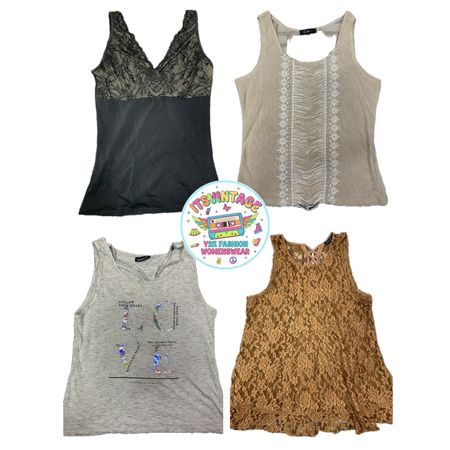 Vintage Y2K Cami & Lace Top Bundle – 10pcs | VR328 🤎✨