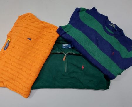 Ralph Lauren Sweaters – Cable Knit, 1/4 Zip, Round Neck, V-Neck, Cardigan & Button Sweaters – Grade A/B – 10 Pcs | 09-030