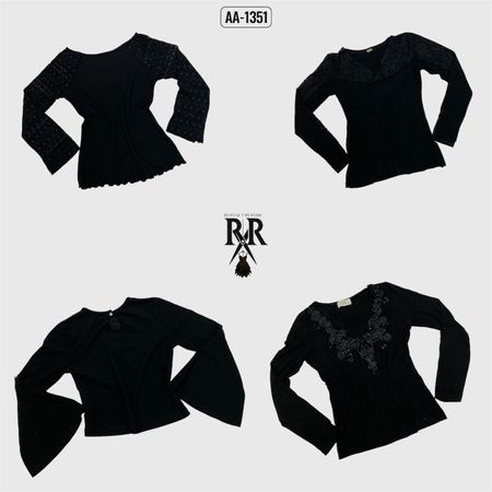 Y2k Black Gothic Full Sleeve Tops (AA-1351)