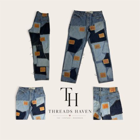 Upcycled Levi’s Patchwork Jeans – Handmade Denim