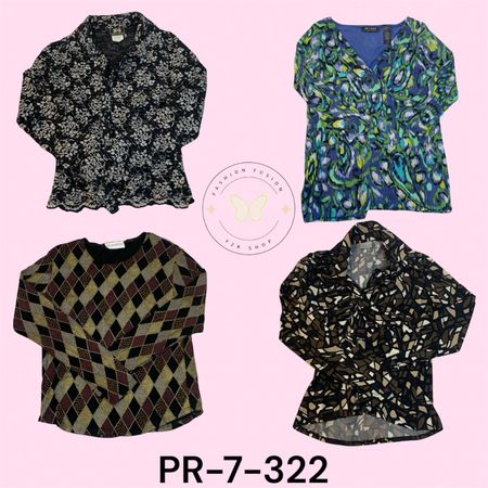 Women’s Printed Poly Long Sleeve Blouse(PR-7-322)