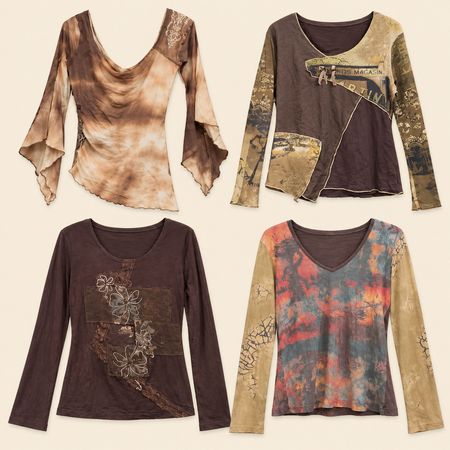 Y2K Earthy Boho Long Sleeve Tops