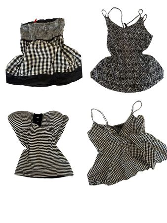 Y2K noir et blanc vichy tops Cami-ST-191