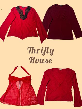 Y2K Vintage Red Glam Tops Collection(TH/723)