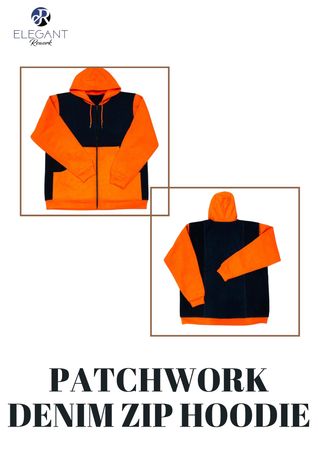 Upcycled Patchwork Denim Zip Hoodies - EVR227